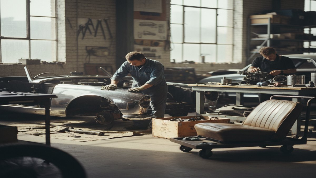 La restauration d'une voiture de collection exige patience, savoir-faire et pieces d'origine.