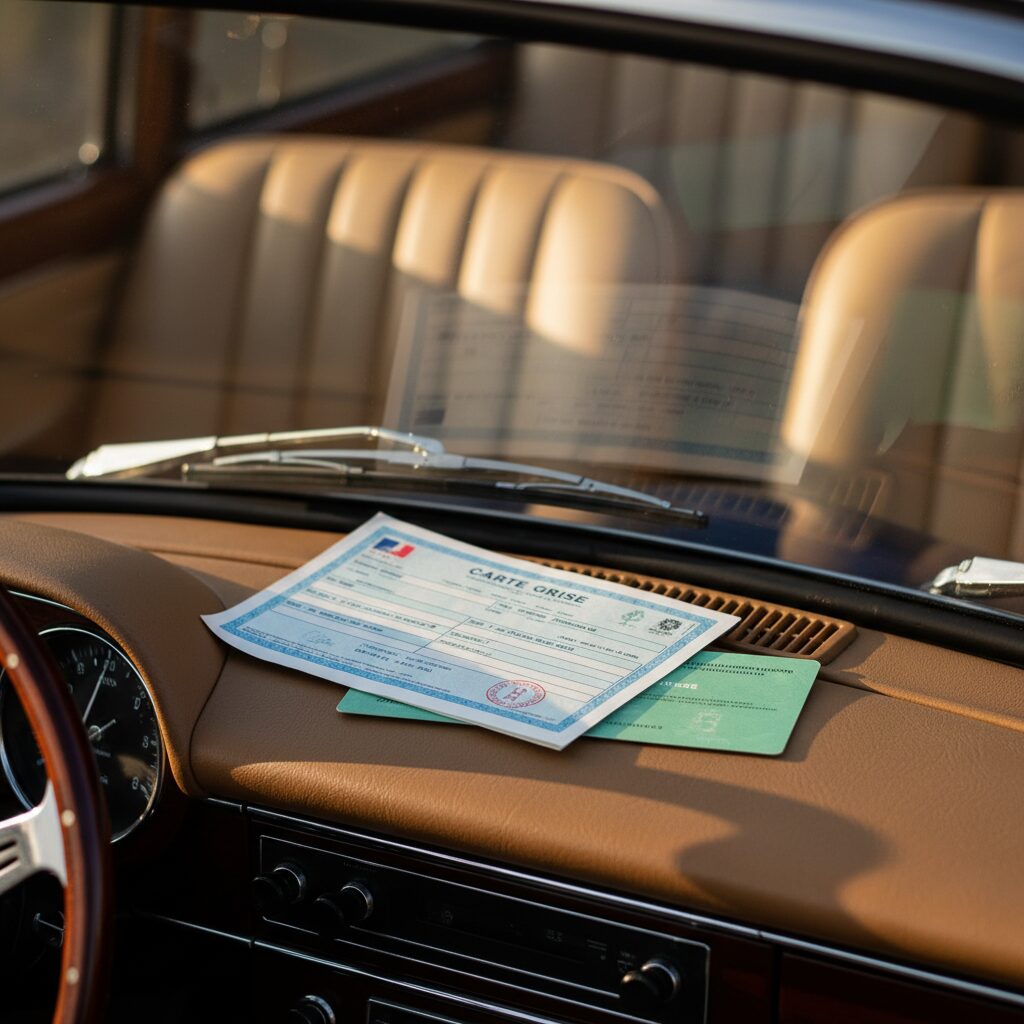 Citroën DS garée devant un atelier de restauration automobile près de Lyon