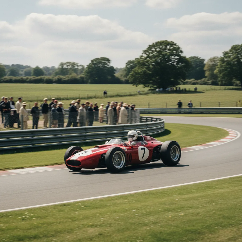 Une monoplace des années 1960 négocie les célèbres Craner Curves à pleine vitesse