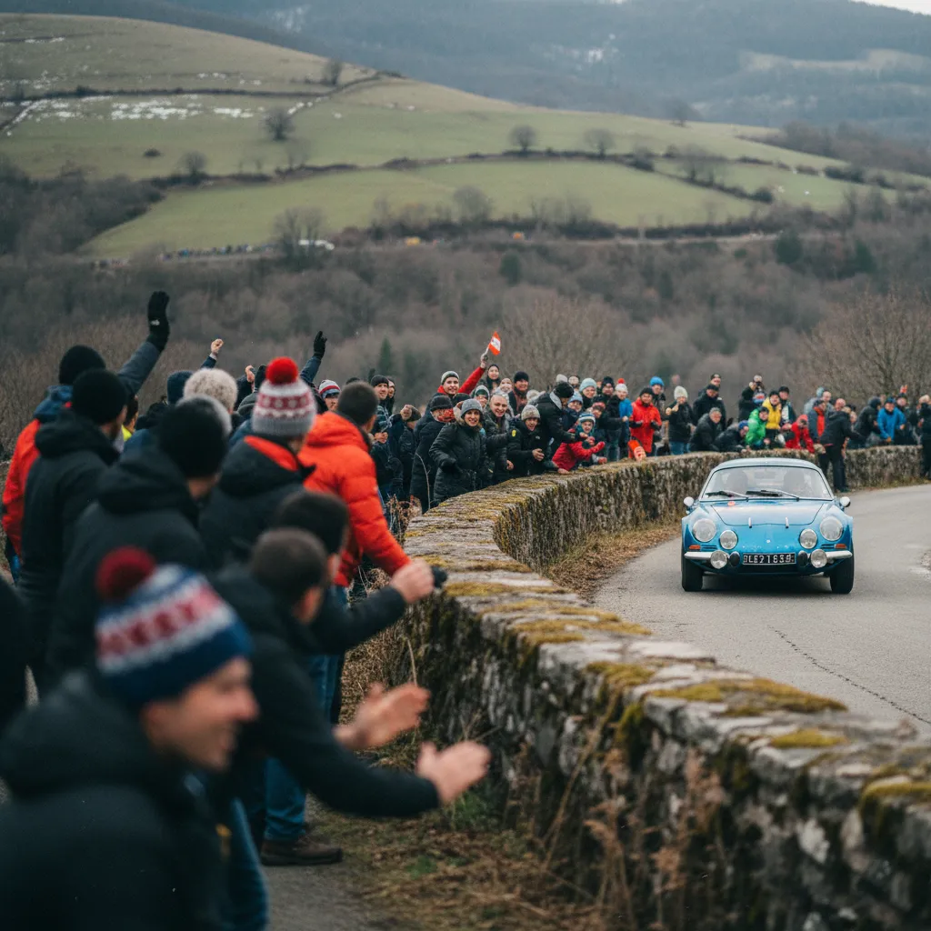 Spectateurs le long du parcours ardéchois lors du passage des concurrents