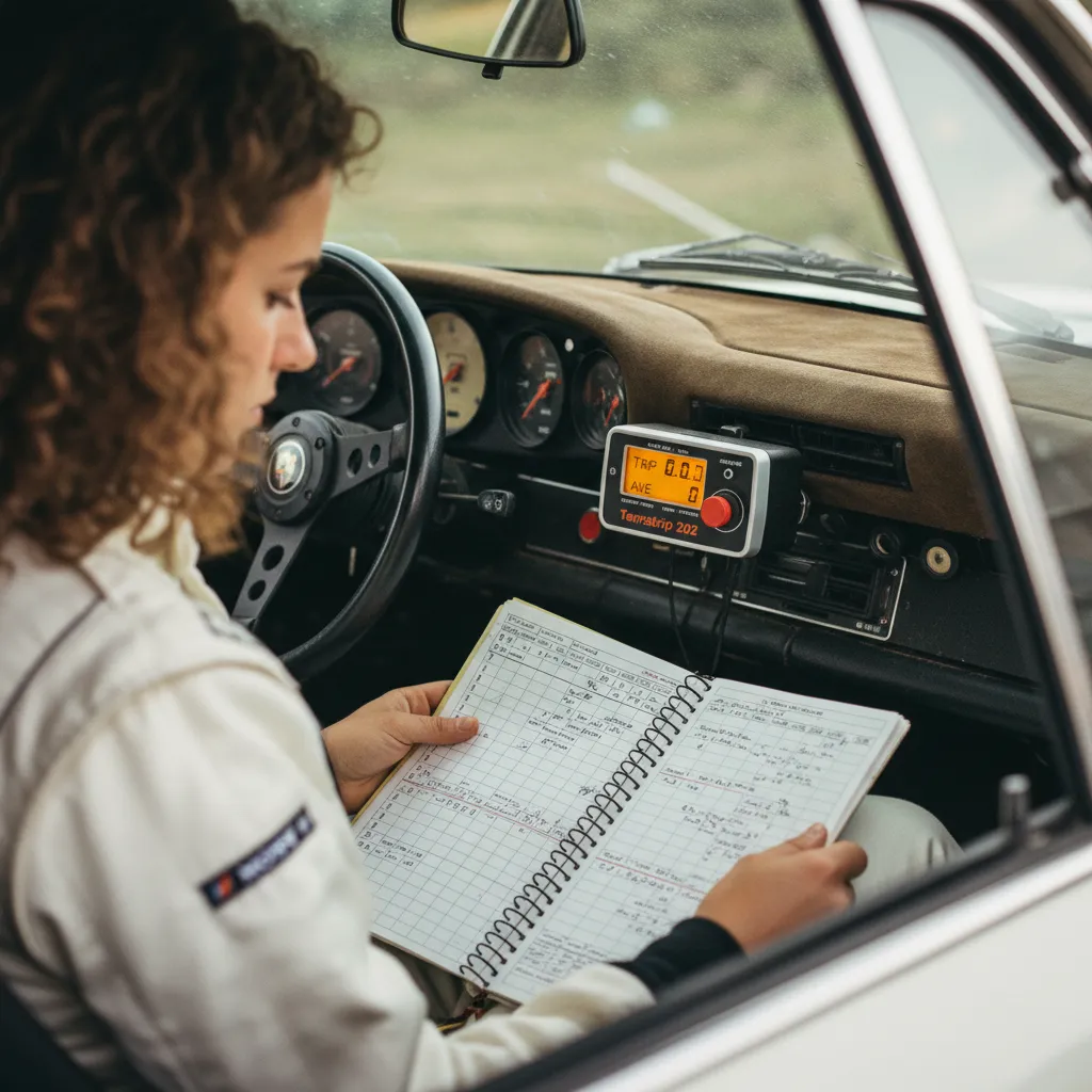 La copilote joue un rôle essentiel dans la lecture du road-book et la gestion du tripmaster