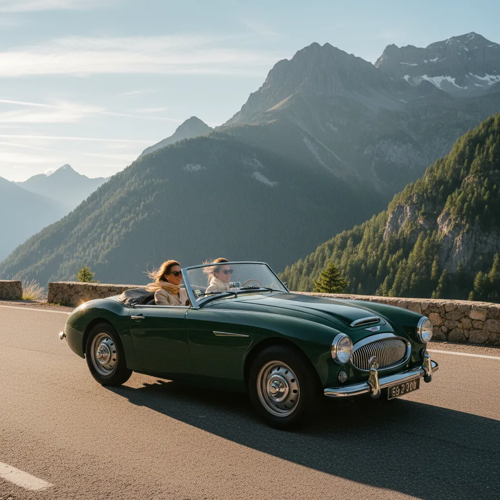 Les routes de montagne révèlent le caractère des voitures anciennes comme cette Austin-Healey 3000