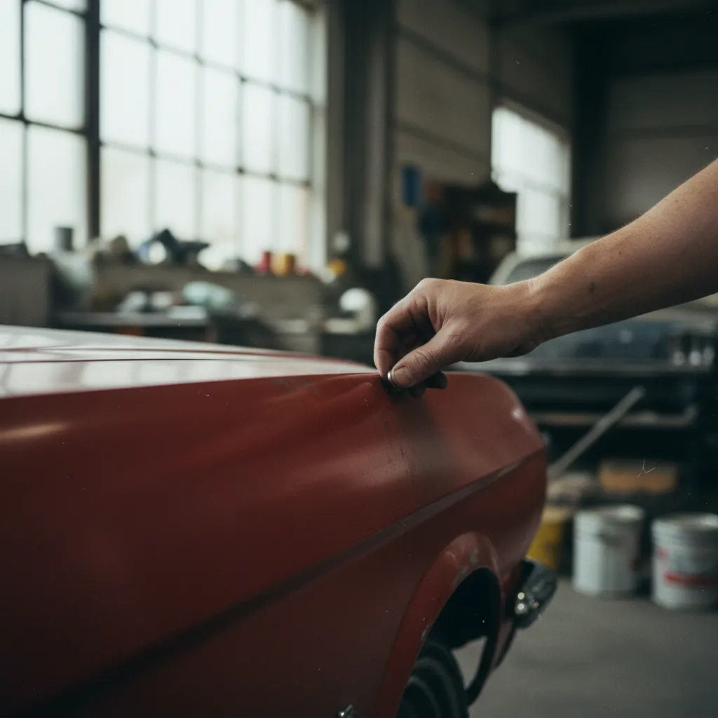 Le test de l'aimant permet de détecter le mastic qui masque la corrosion sur une carrosserie ancienne
