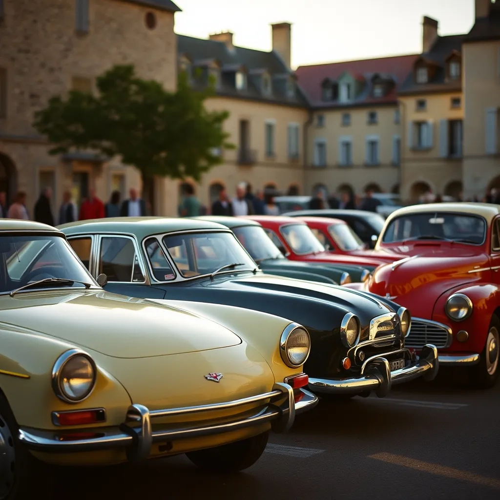 Citroën DS et Peugeot 404 exposées lors d'un rassemblement de véhicules anciens