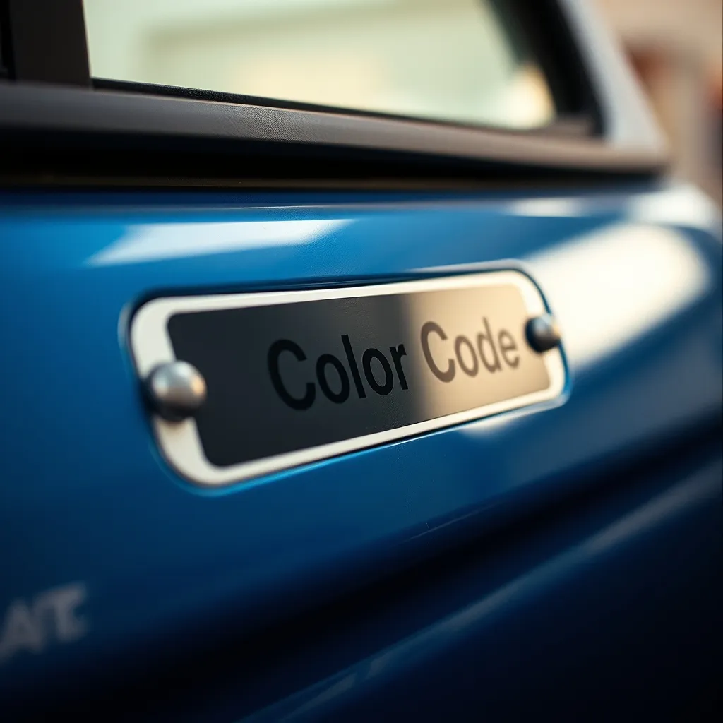 La plaquette constructeur sur le montant de portière indique le code couleur exact du véhicule