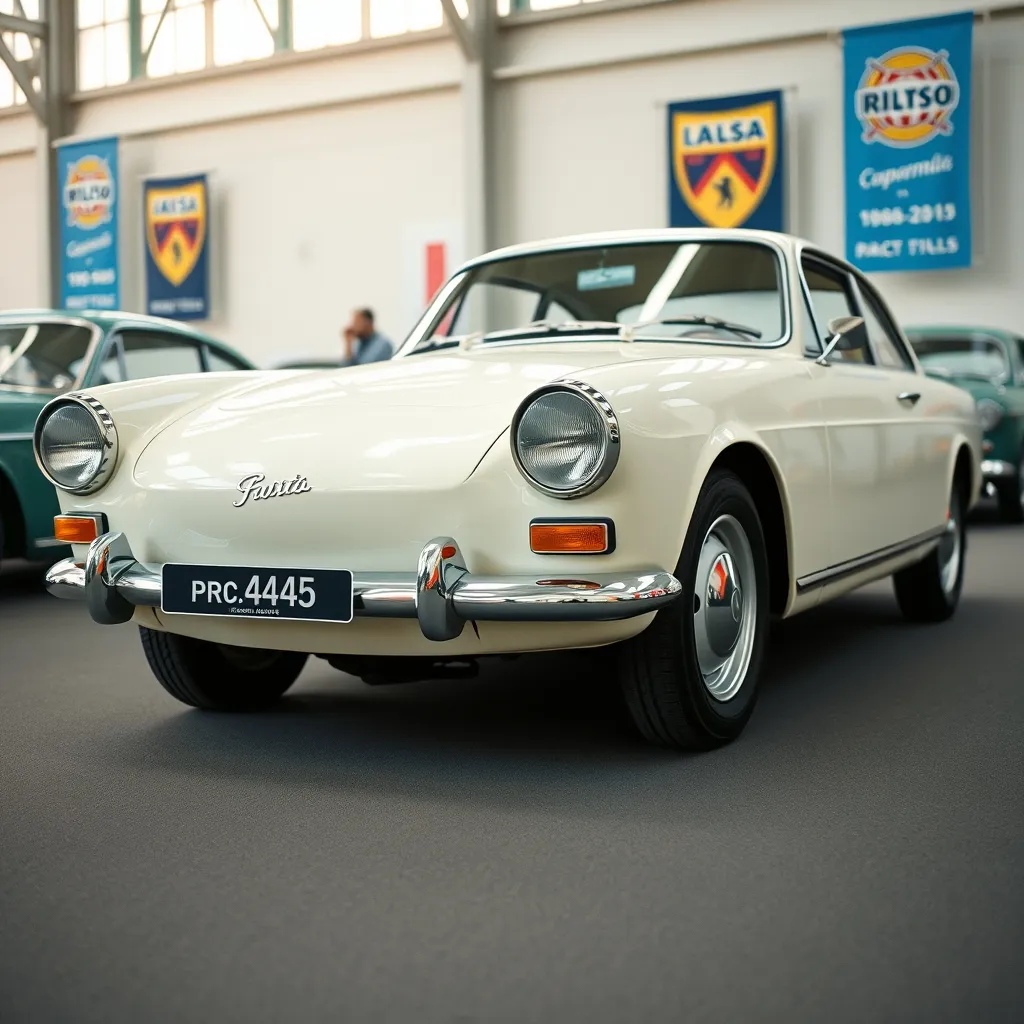 Une Peugeot 404 Coupé restaurée exposée par un club lors du salon Époqu'Auto