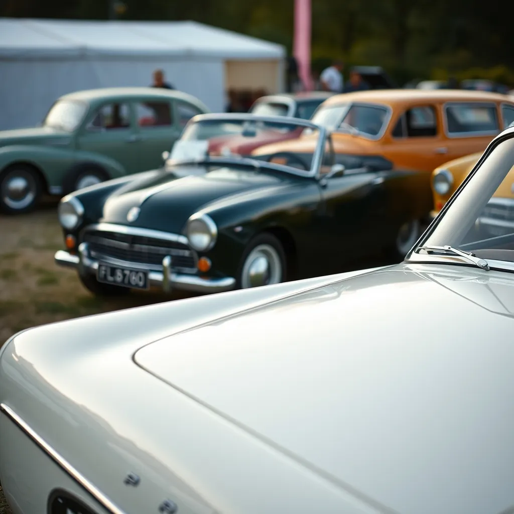 Ford Vedette V8 restaurée exposée lors d'un rassemblement de voitures anciennes