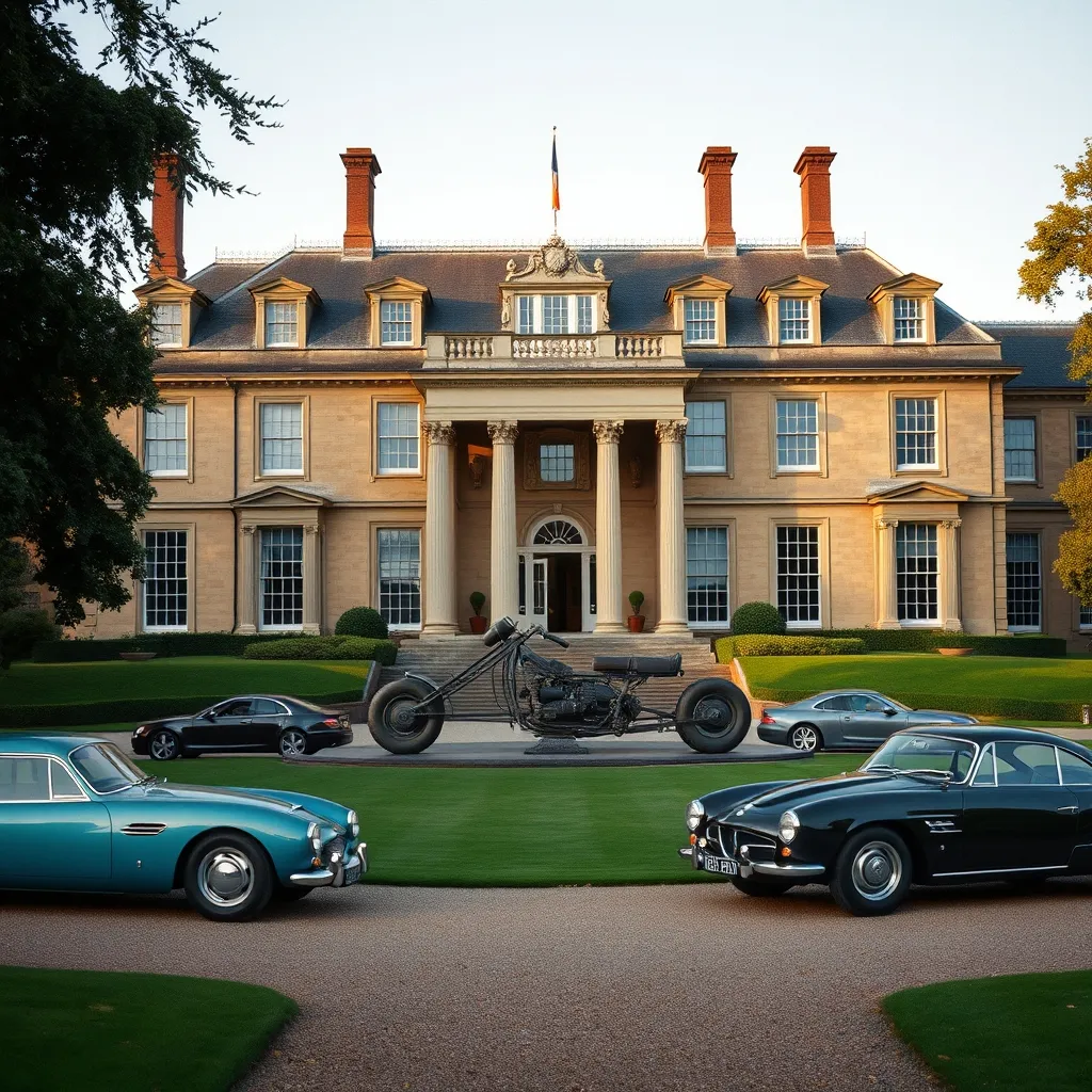 Goodwood House et sa sculpture centrale monumentale, symbole du Festival of Speed