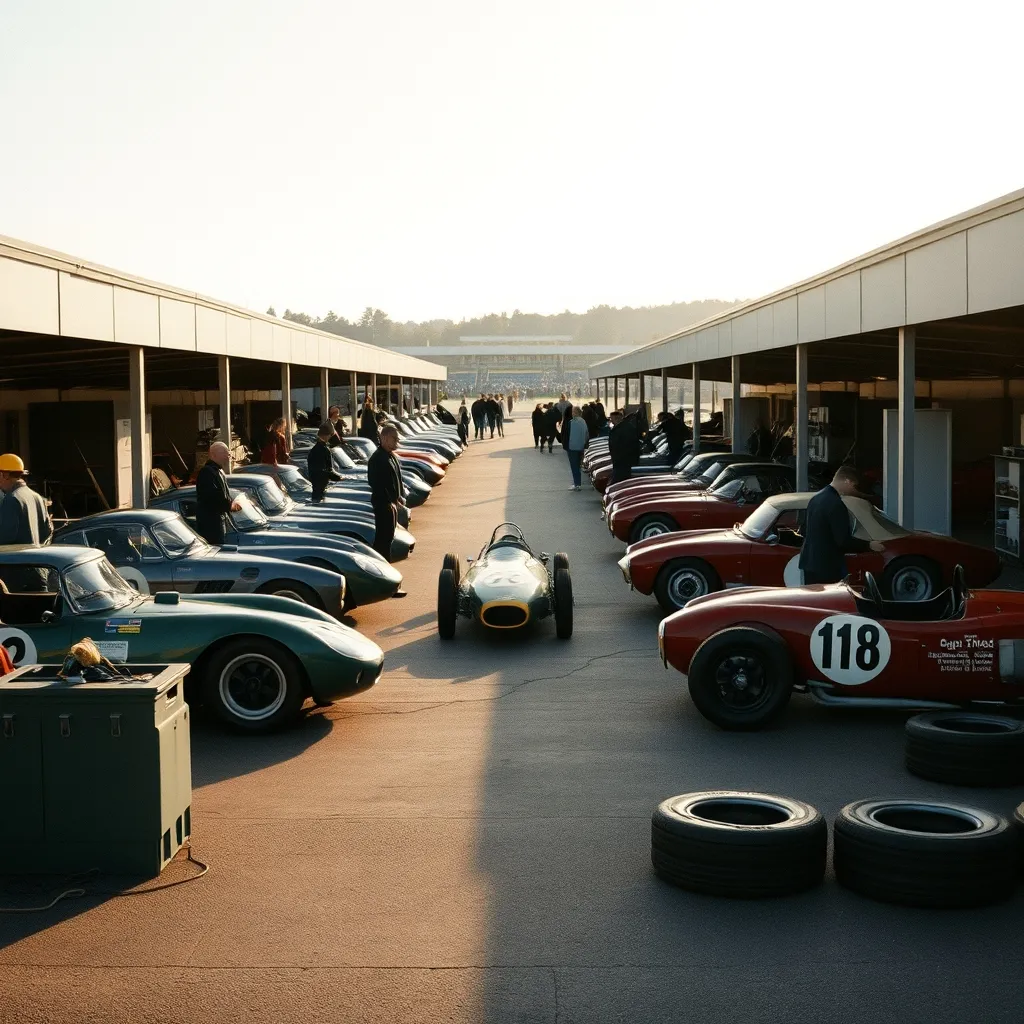 Le paddock ouvert permet d'observer les mécaniciens préparer les voitures historiques
