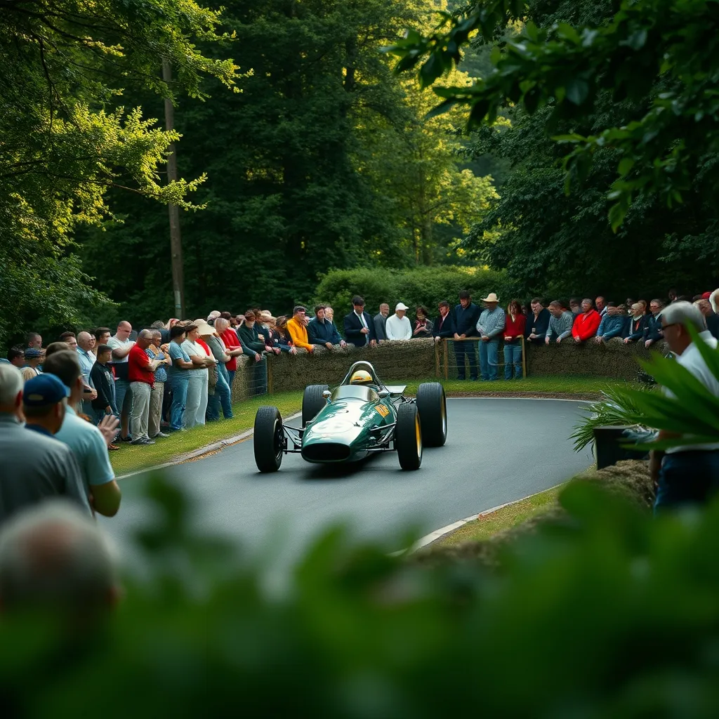 Les spectateurs profitent du passage des monoplaces historiques dans le virage de Molecomb
