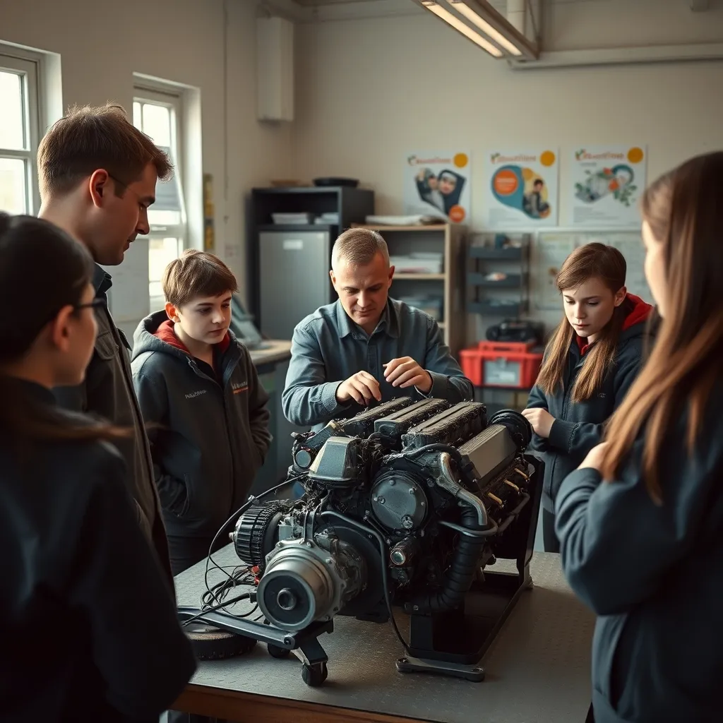 Cours de technologie moteur dans un lycée professionnel de mécanique automobile
