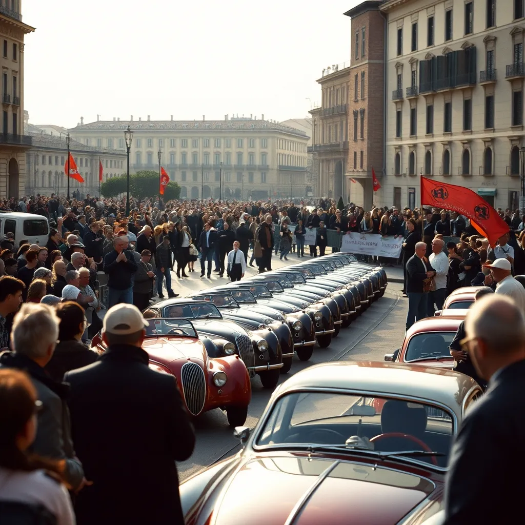 Le départ de la Mille Miglia depuis la rampe de Brescia attire chaque année des milliers de spectateurs