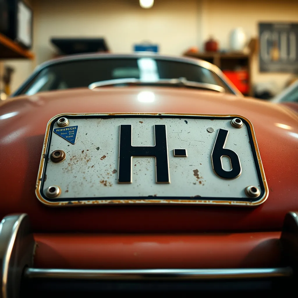 Plaque historique allemande avec le suffixe H sur une Porsche 911 de collection