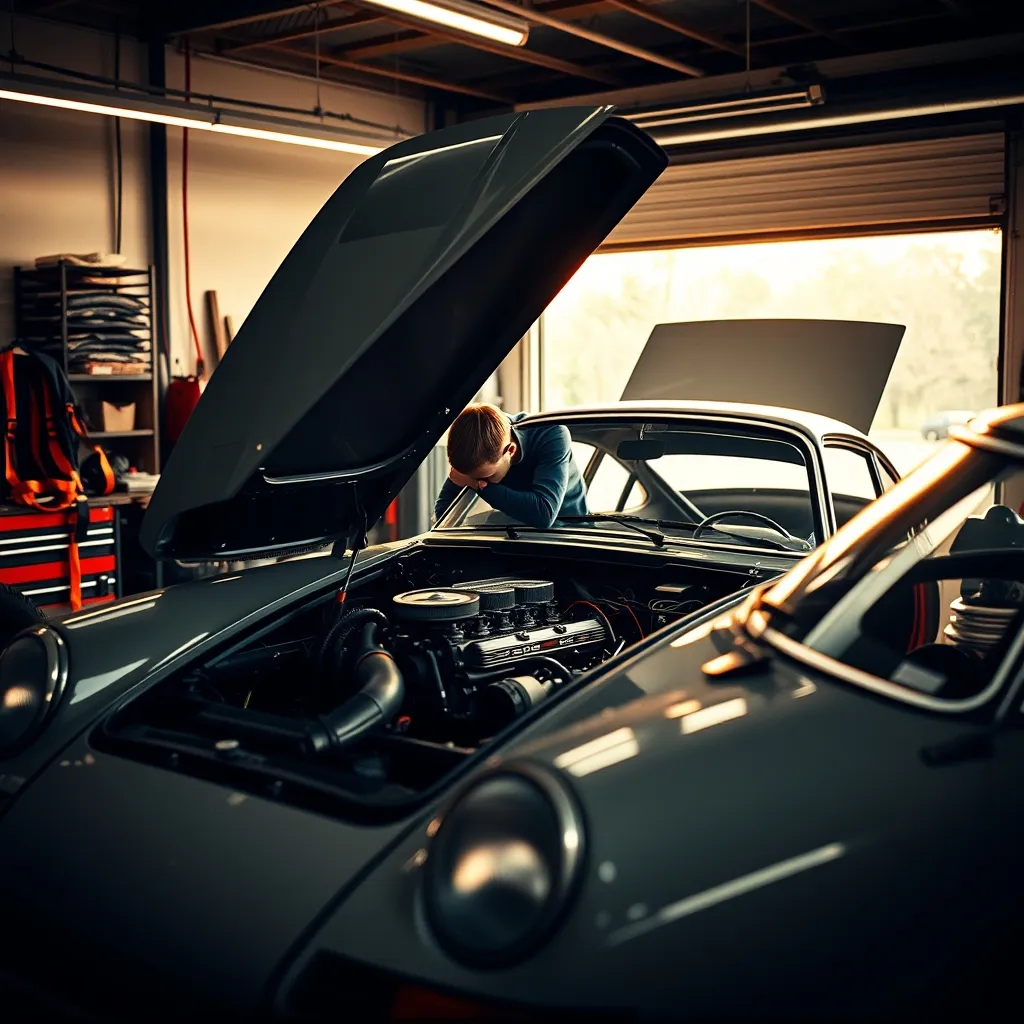 Préparation mécanique d'une Porsche 911 avant une saison de rallye historique