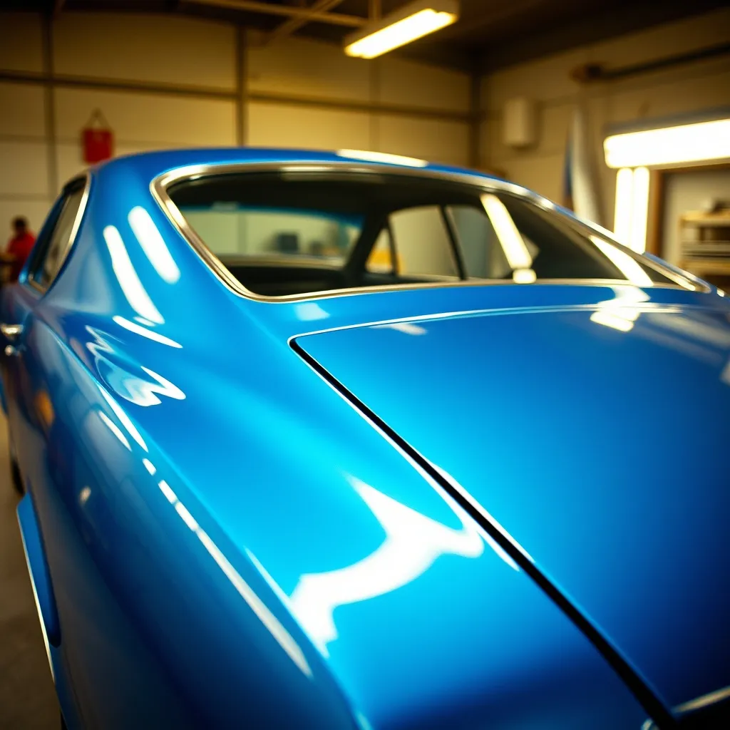 Résultat final après peinture complète et lustrage sur un coupé des années 70