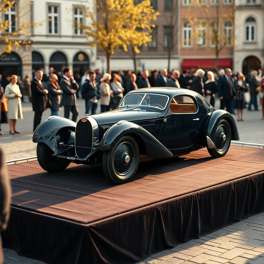 Une Bugatti Type 57 exposée lors du Concours d'Élégance sur la place Albert Ier