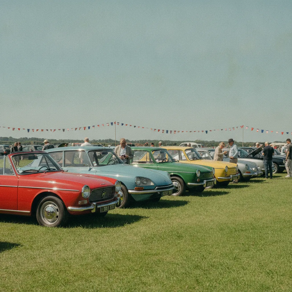 Rassemblement de véhicules de collection lors d'un salon automobile en France