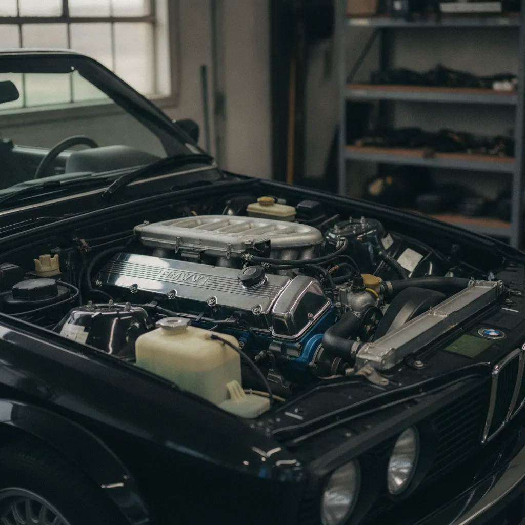 Le six cylindres en ligne M20 de la BMW E30 325i, ici dans un état de conservation remarquable