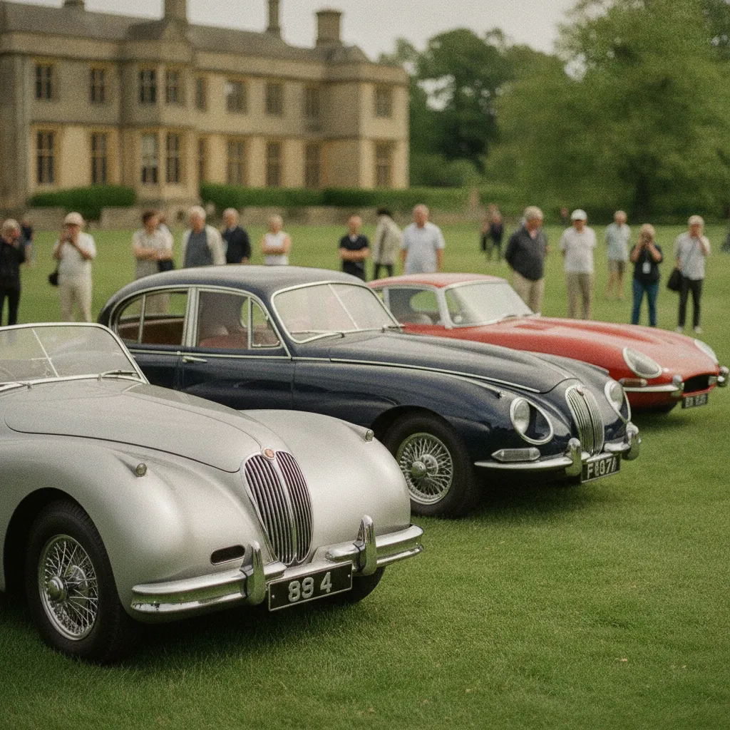 Différentes générations de Jaguar réunies lors d'un concours d'élégance