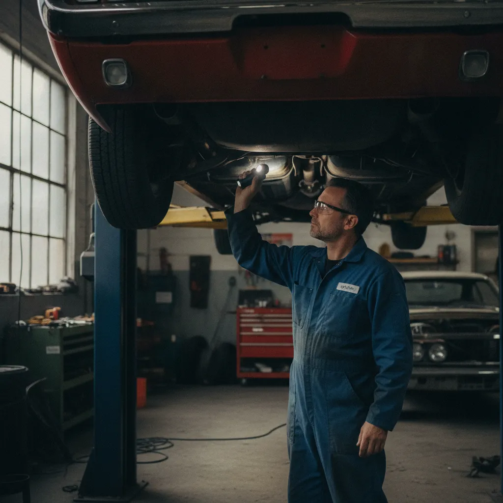 L'inspection des dessous de caisse est l'étape la plus révélatrice lors de la visite d'une voiture ancienne