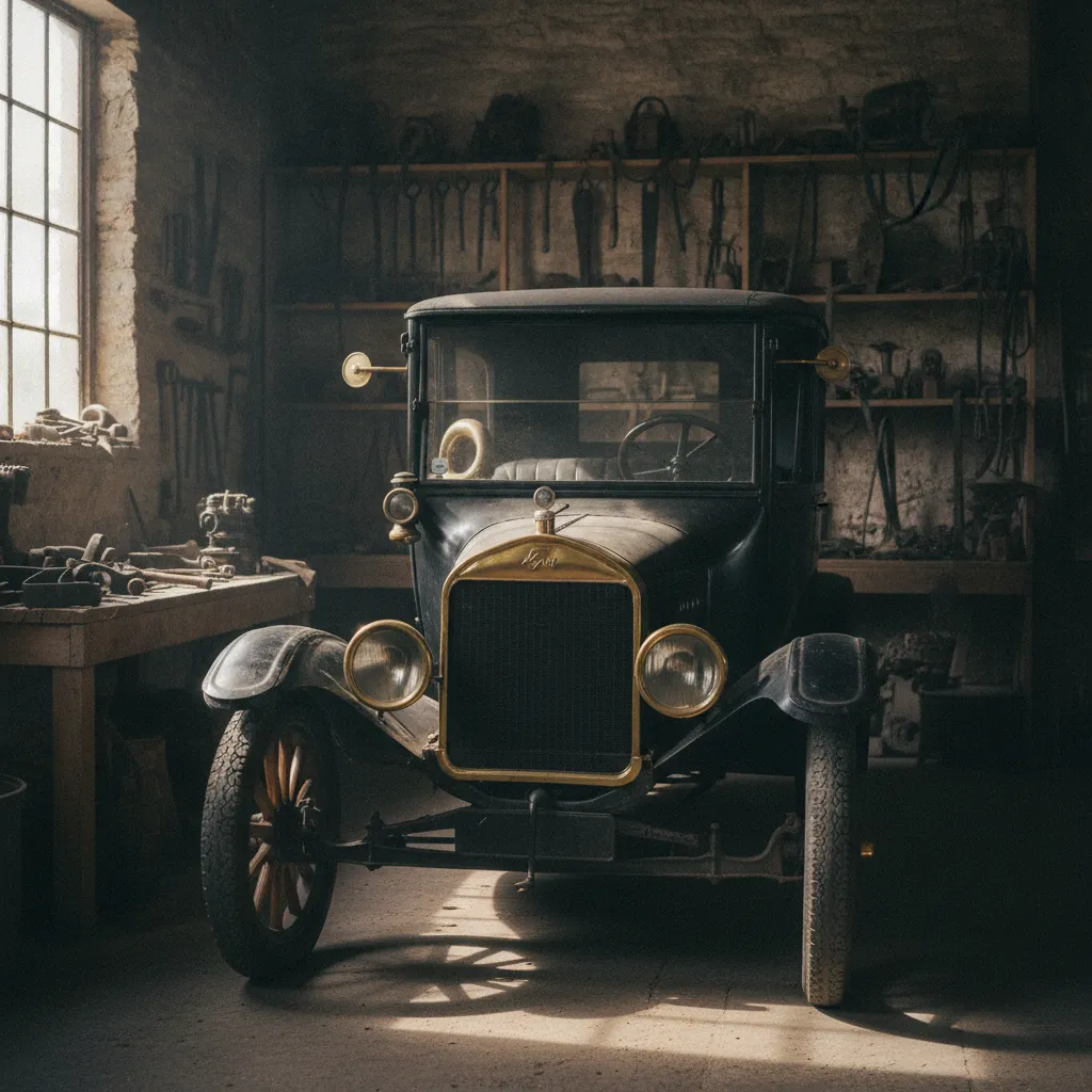 Ford Model T des années 1920 dans un atelier de restauration traditionnel