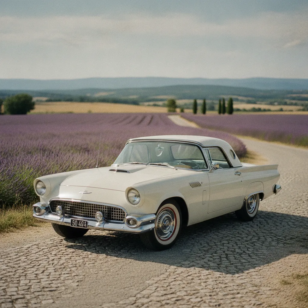 Ford Thunderbird 1957 avec son hard-top à hublot caractéristique