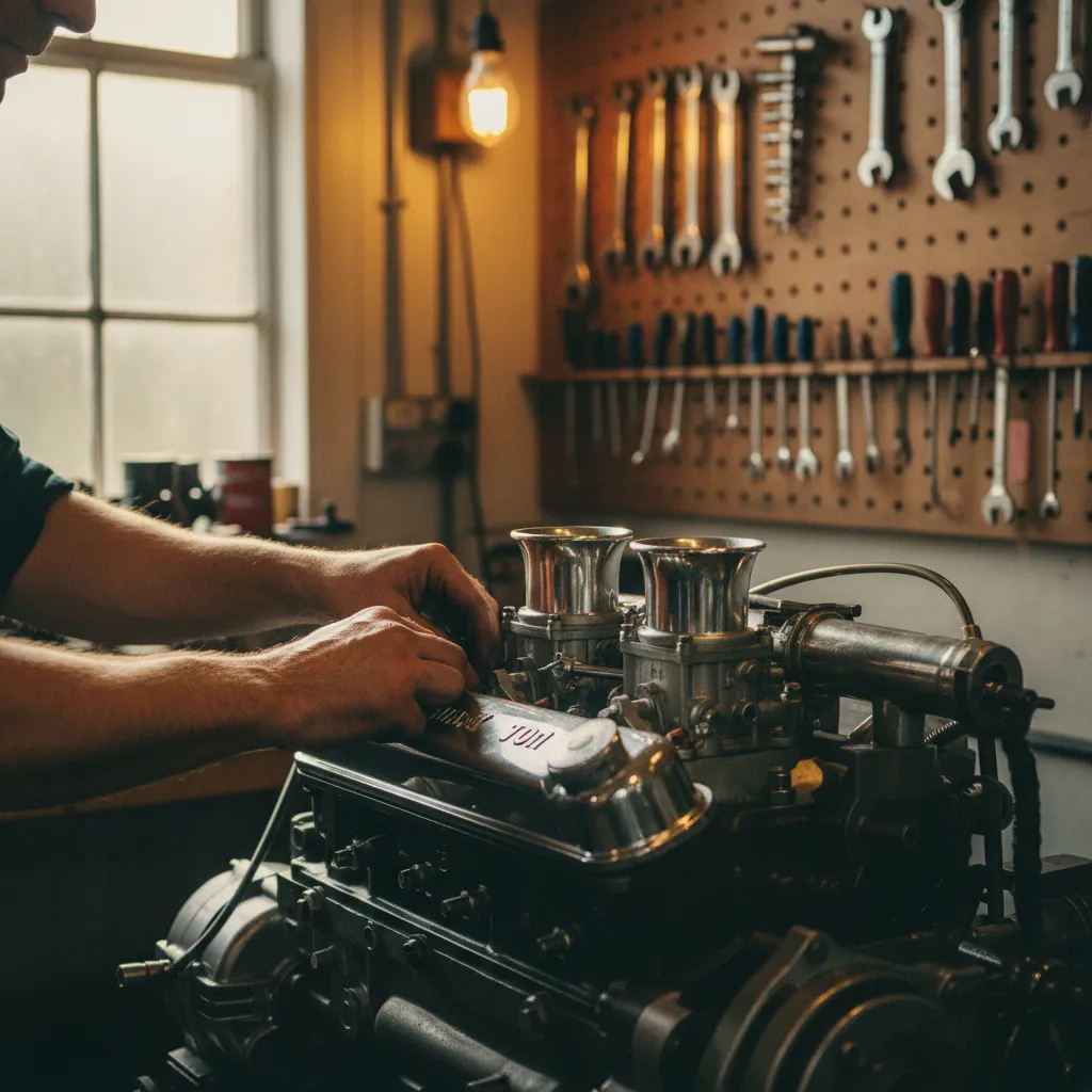 Restauration d'un moteur Lotus Twin Cam dans un atelier spécialisé