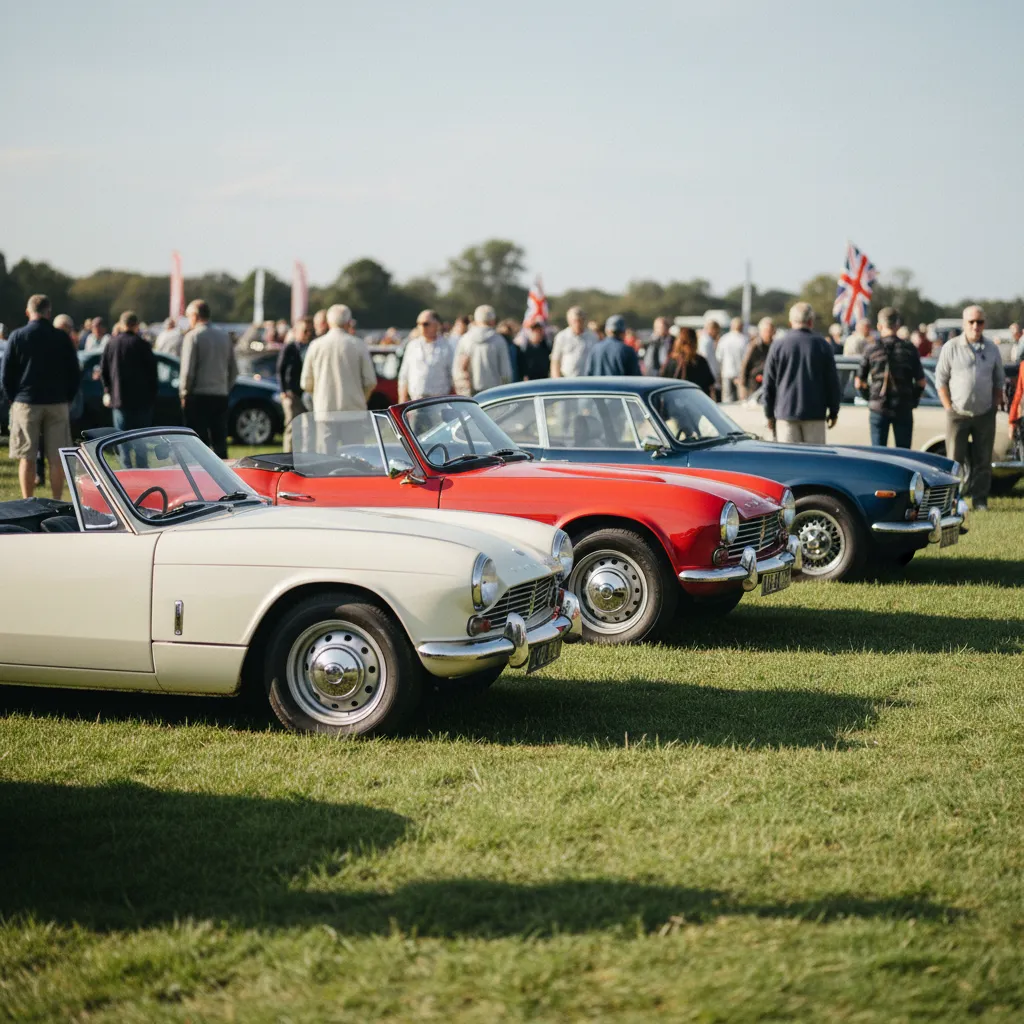 Alignement de Triumph lors d'un rassemblement de voitures anciennes