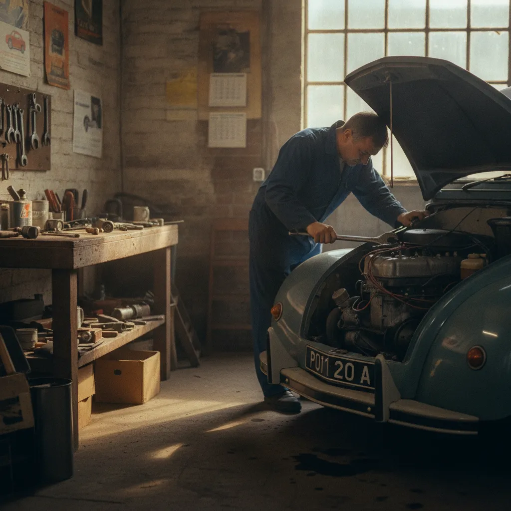 Restauration du moteur bicylindre d'une 2CV dans un atelier spécialisé