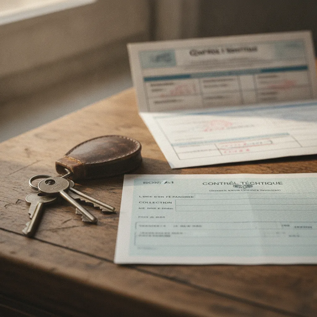 Carte grise collection et rapport de contrôle technique prêts pour la vente