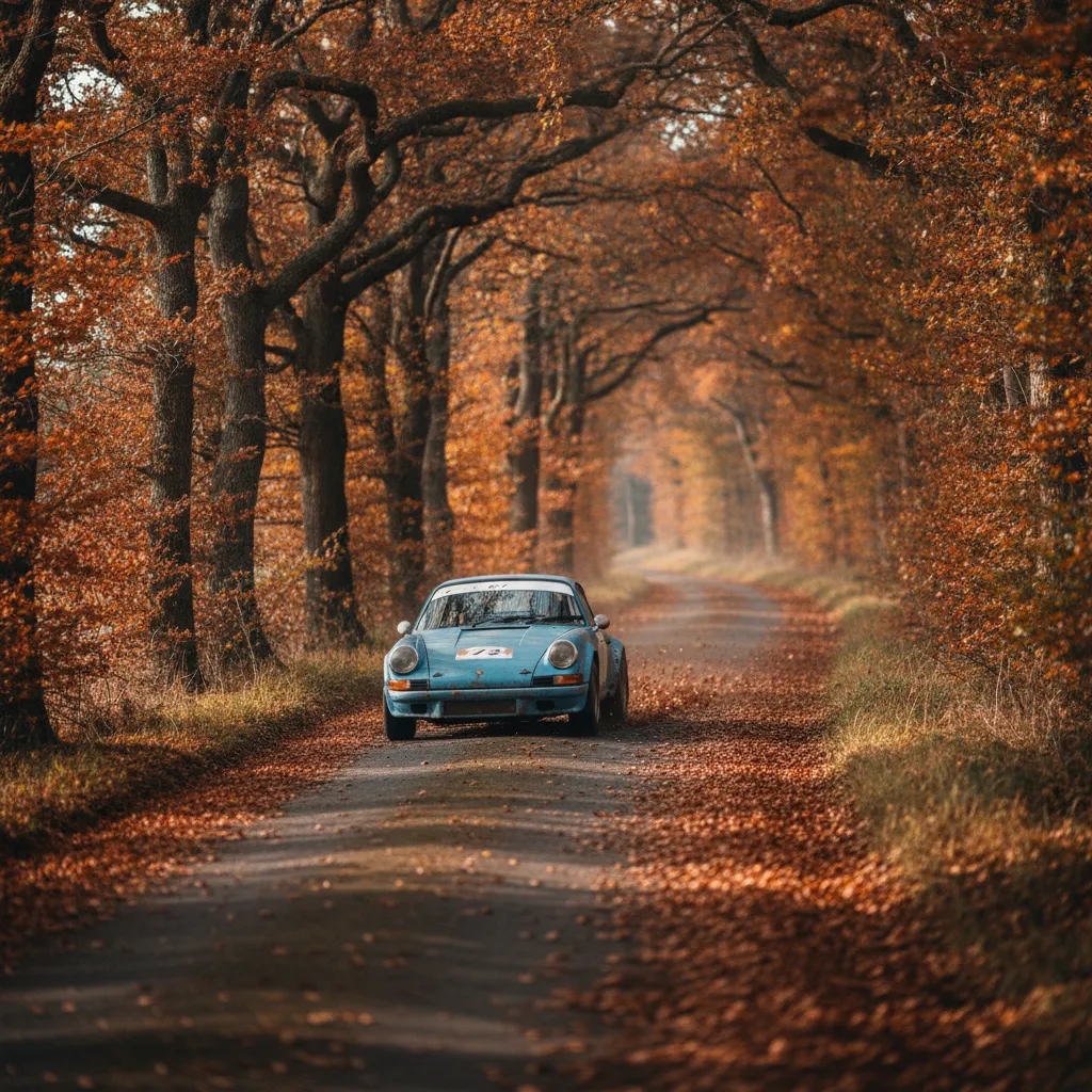 Une Porsche 911 classique dans les spéciales du bocage normand lors du rallye de Dieppe