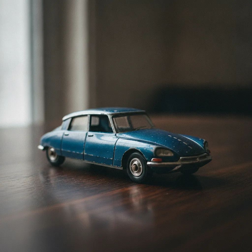 Détail d'une Majorette Citroën DS ancienne avec son châssis en zamac d'origine