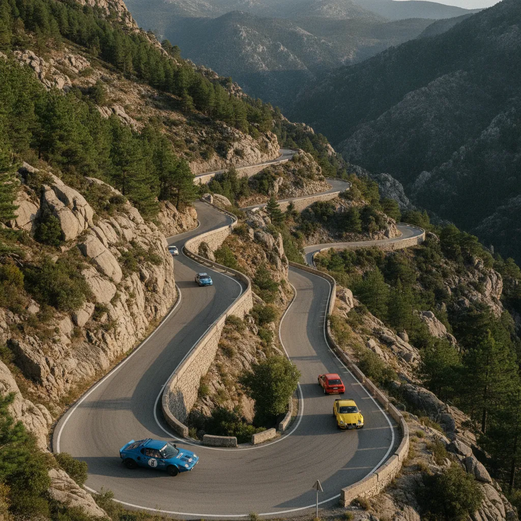 Les lacets corses offrent un cadre spectaculaire aux équipages du rallye historique