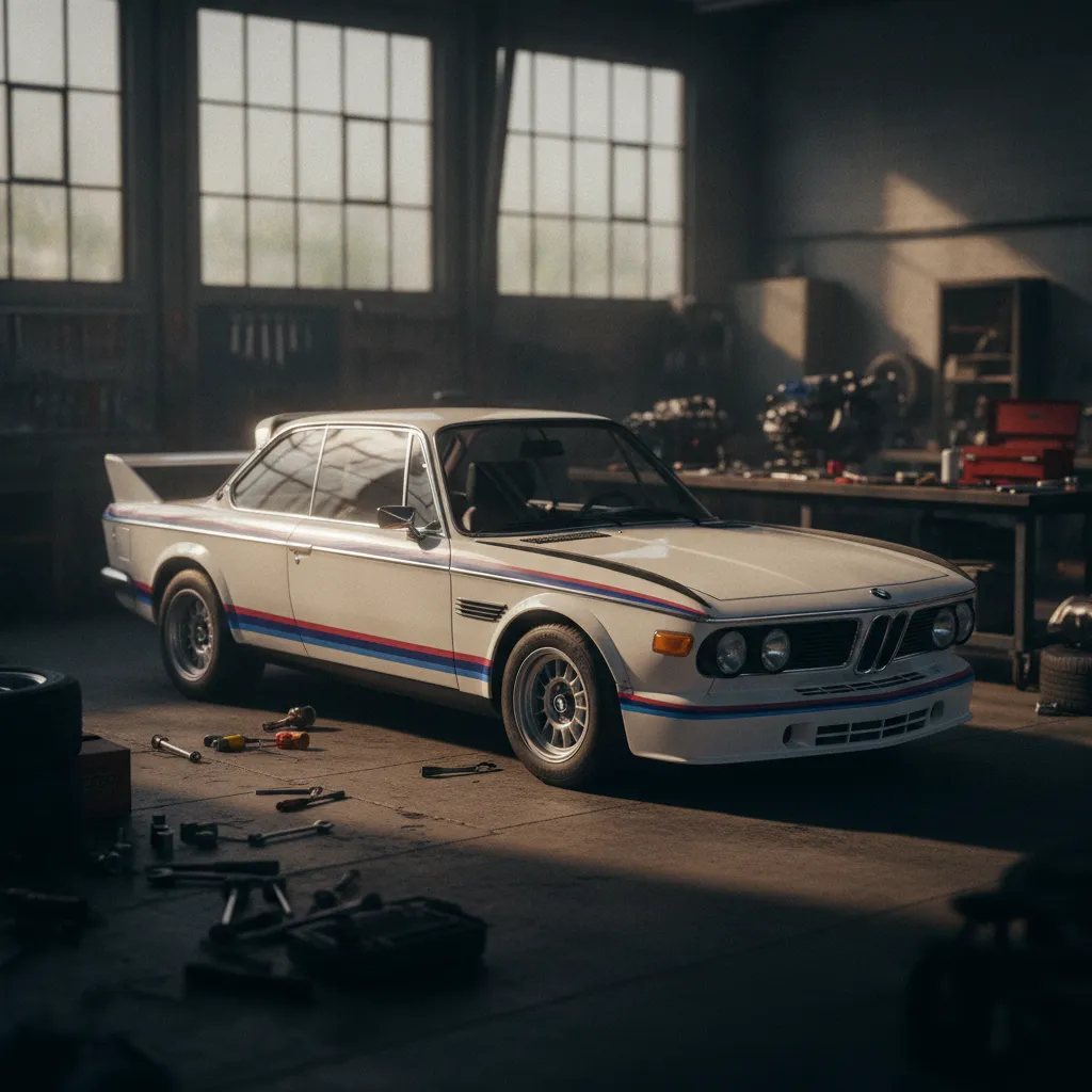 La BMW 3.0 CSL, surnommée Batmobile, dans un atelier de restauration