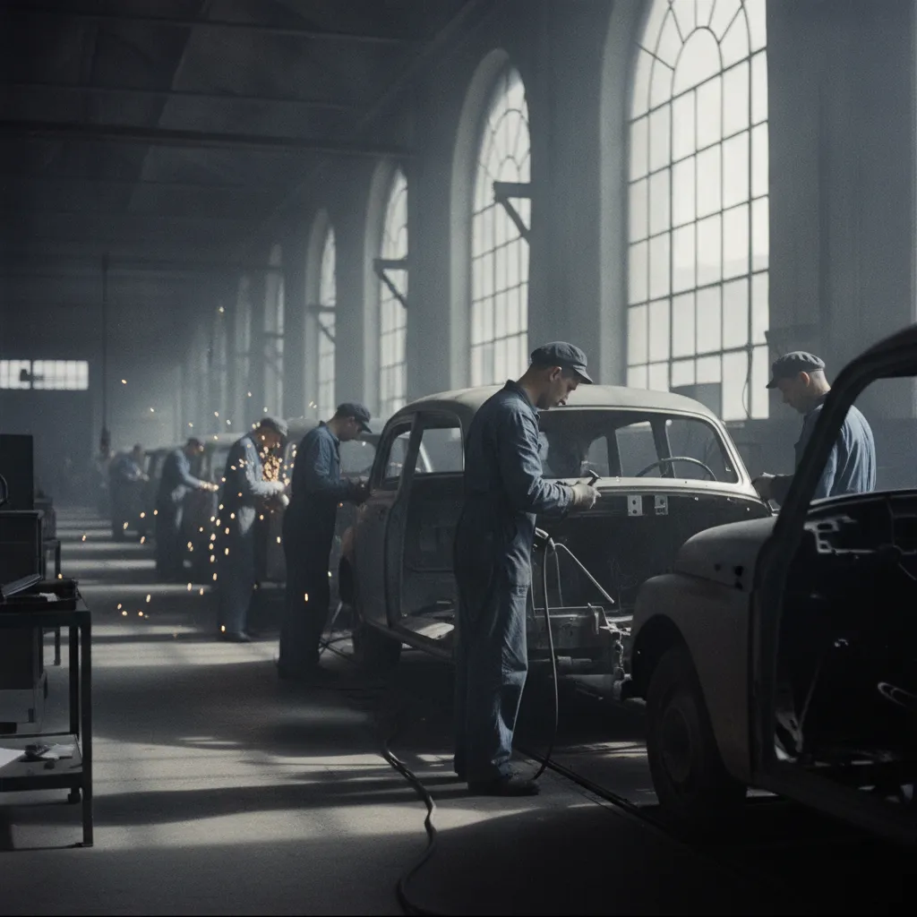 Les chaînes de montage Renault à Billancourt tournaient à plein régime dans les années 1950