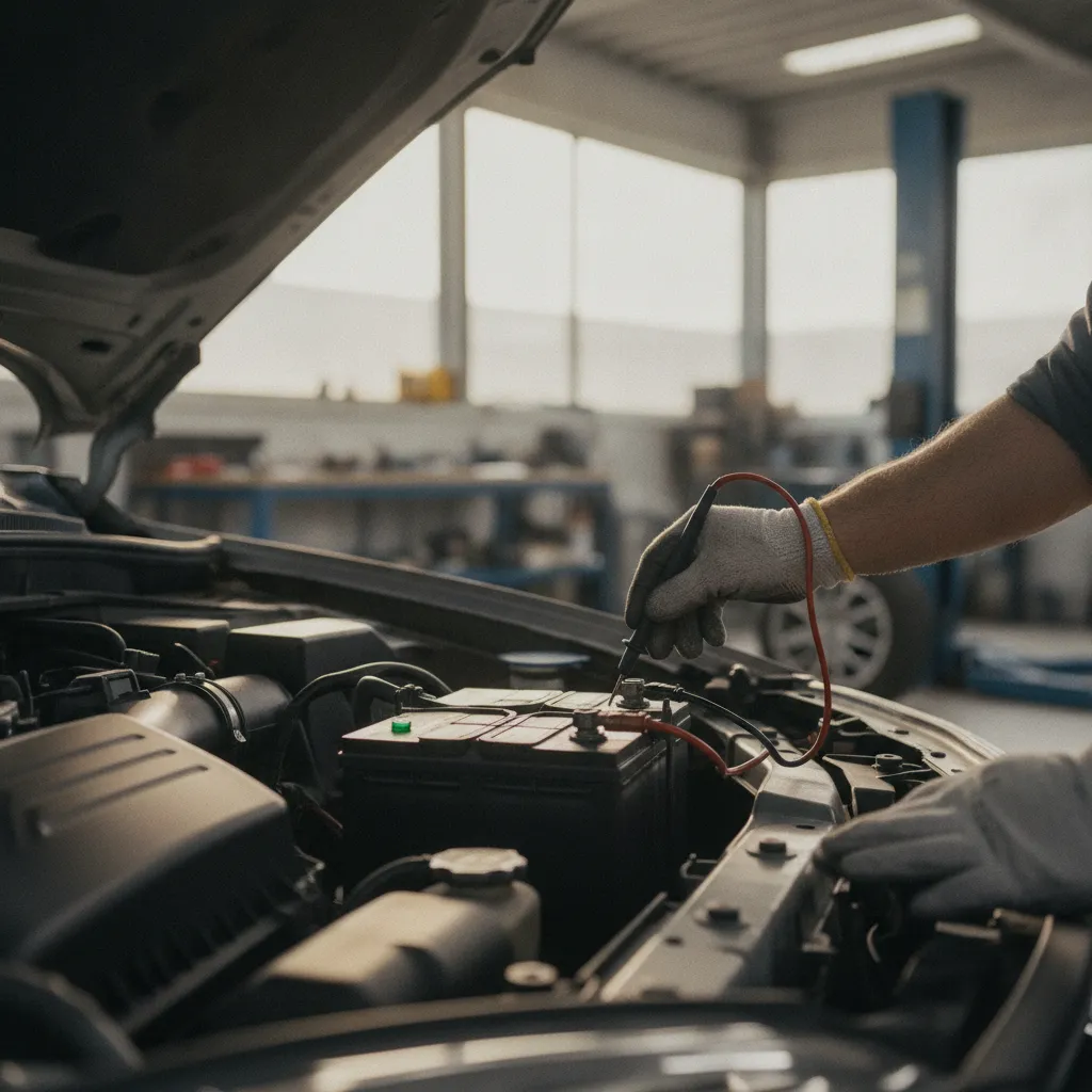 Vérification des bornes et de l'état de la batterie sous le capot