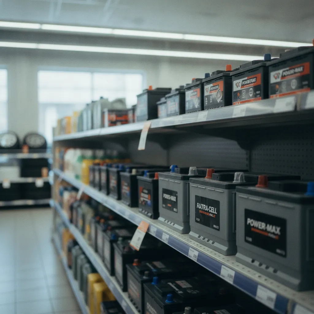 Rayon batteries automobiles en grande surface avec différentes capacités disponibles