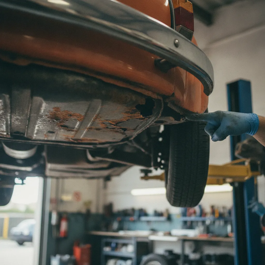 Le plancher et les longerons sont les premières zones à inspecter avant l'achat d'une Fiat 500 à restaurer