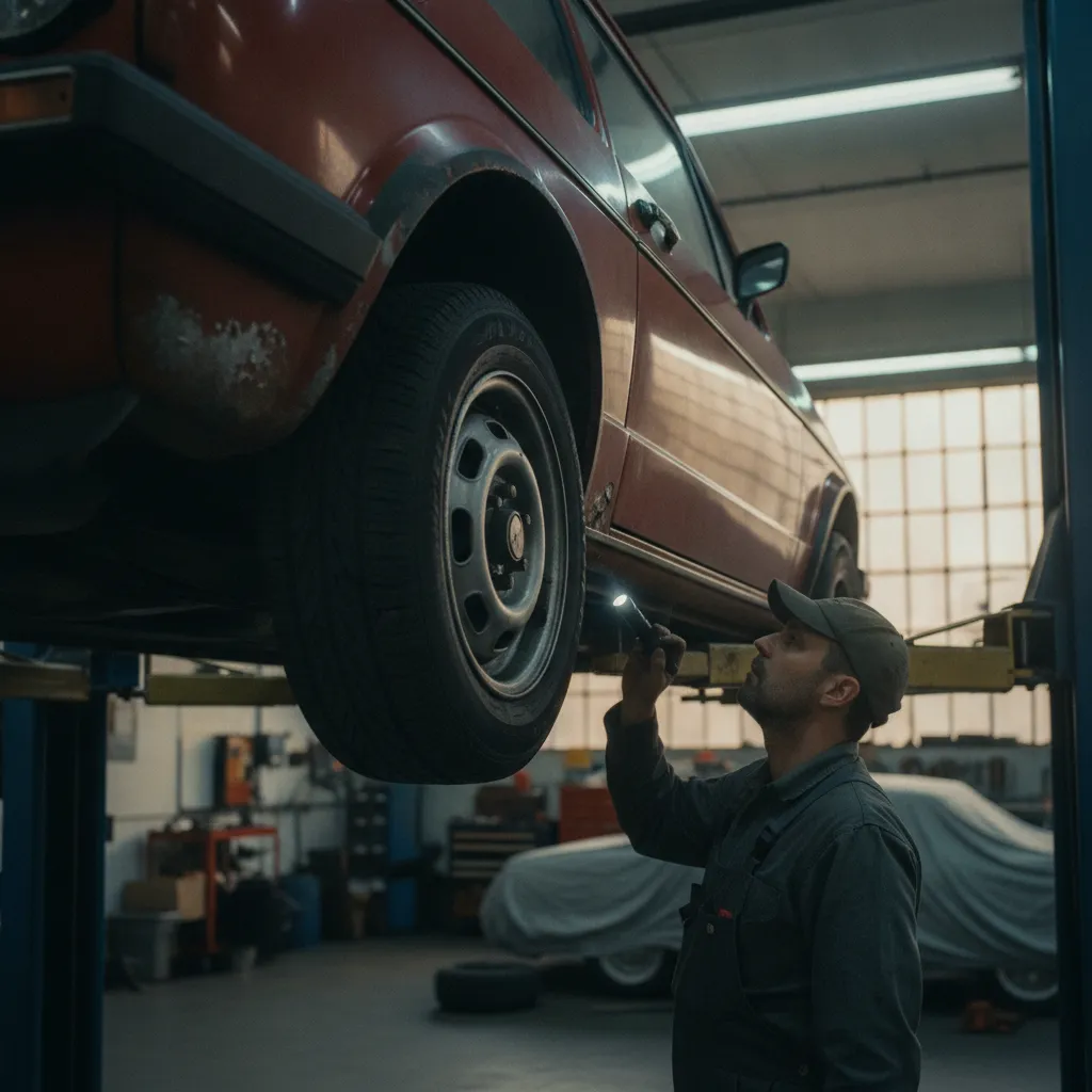 Inspection des bas de caisse et passages de roues, zones sensibles à la corrosion