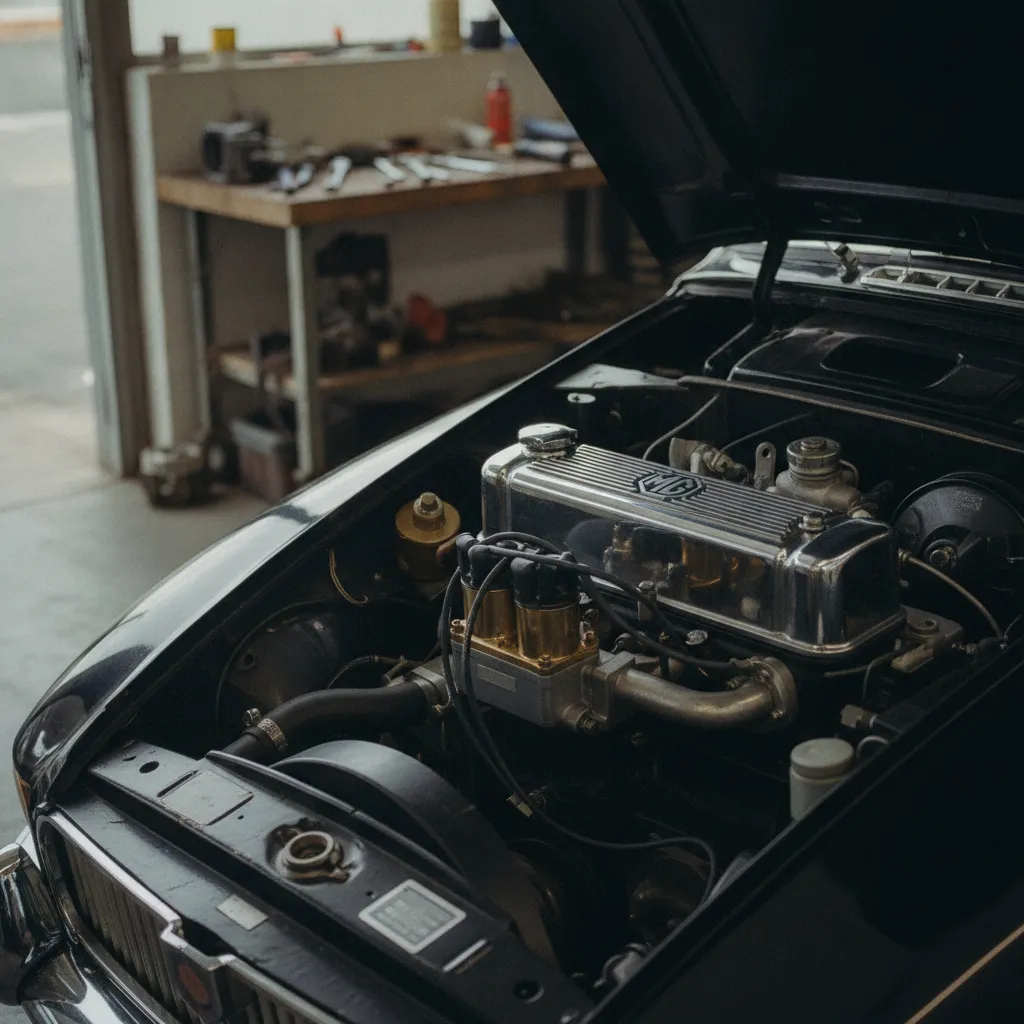 Le quatre cylindres série B 1800 avec ses deux carburateurs SU : une mécanique robuste mais qui demande un réglage régulier
