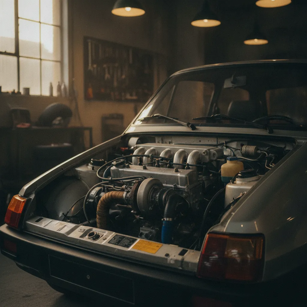 Le moteur central arrière de la R5 Turbo, caractéristique unique parmi toutes les versions sportives