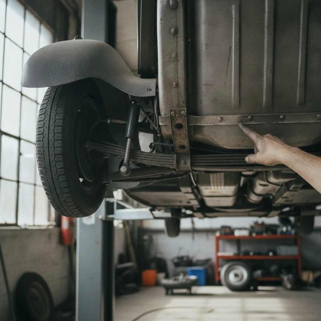 L'examen de la structure monocoque par en dessous est l'étape la plus importante avant tout achat